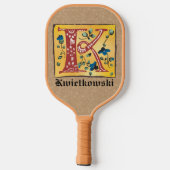 Medieval Floral Illuminated Letter K Monogram Pickleball Schläger (Rückseite)