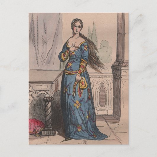 Medieval French Costume Under Charles VI  Postkarte (Vorderseite)