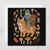 Medieval Frog on Orange Cat Goblincore Weird Stuff Einladung (Vorne/Hinten)