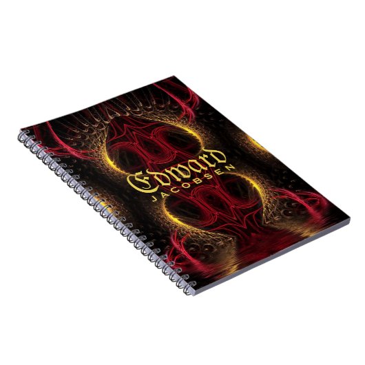 Medieval Golden Hearts Fantasy Fractal Art Notizblock (Rechte Seite)