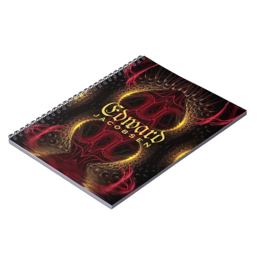 Medieval Golden Hearts Fantasy Fractal Art Notizblock (Linke Seite)