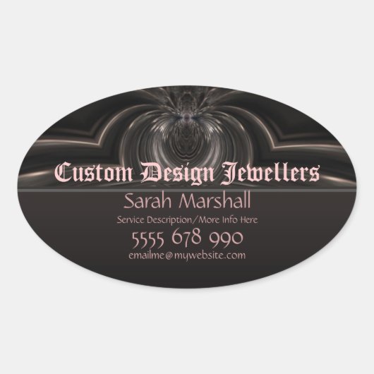Medieval Goth Fantasy Juwelers Promotionssticke Ovaler Aufkleber (Vorderseite)