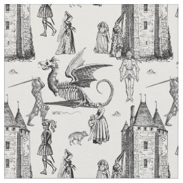 medieval gothic dragon knight skeleton toile stoff