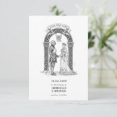 Medieval Gothic Knight Bride Groom Arch  Save The Date (Stehend Vorderseite)