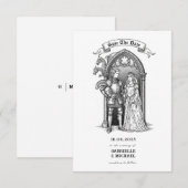 Medieval Gothic Knight Bride Groom Save The Date (Vorne/Hinten)