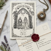 Medieval Gothic Knight Bride Groom Save The Date Postkarte