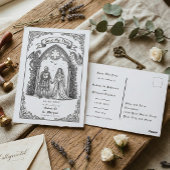 Medieval Gothic Knight Bride Groom Save The Date Postkarte