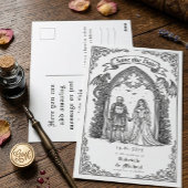 Medieval Gothic Knight Bride Groom Save The Date Postkarte