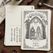 Medieval Gothic Knight Bride Groom Save The Date Postkarte