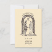 Medieval Gothic Knight  Sepia Wedding Save The Date (Vorderseite)