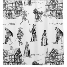 medieval gothic plague doctor skeleton toile duschvorhang