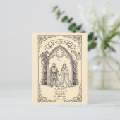Medieval Gothic Sepia Old Paper Save The Date Postkarte (Stehend Vorderseite)