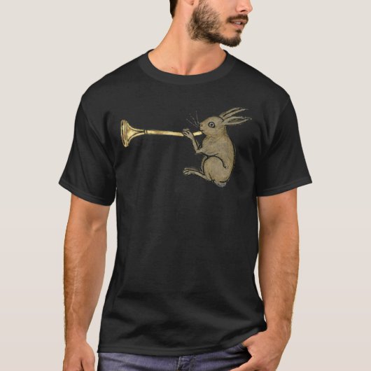 Medieval Illuminated Manuscript Trumpeting Rabbit  T-Shirt (Vorderseite)