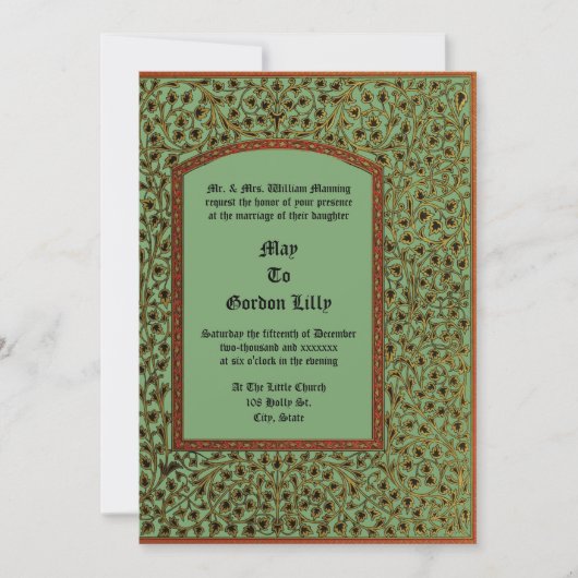 Medieval Illuminated Manuscript Vine Foliage Style Einladung (Vorderseite)