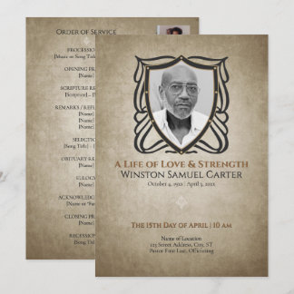 Medieval‑Inspired Shield 5 Photo Collage Memorial Einladung