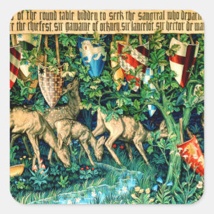 Medieval King Arthur William Morris Quadratischer Aufkleber