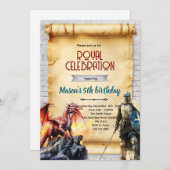 Medieval knight and dragon invitation einladung (Vorne/Hinten)