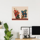 MEDIEVAL KNIGHT HELMETS MIT RED FEATHERS DRAGONS POSTER (Heimbüro)