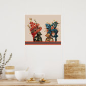 MEDIEVAL KNIGHT HELMETS MIT RED FEATHERS DRAGONS POSTER (Küche)