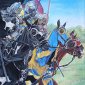 Medieval Knights Jousting Horses Art