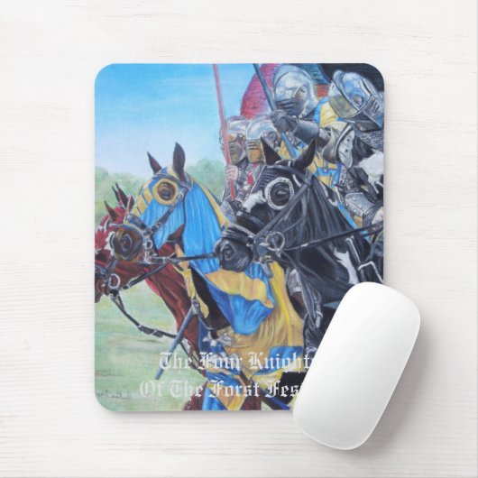 Medieval Knights Jousting Horses Art Mousepad (Mit Mouse)