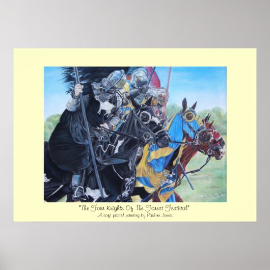 Medieval Knights Jousting Horses Art Poster (Vorne)
