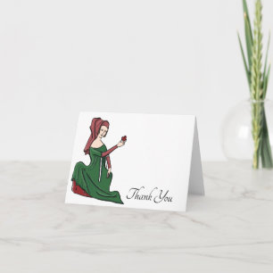 Medieval Lady with Heart Dankeschön Card Dankeskarte