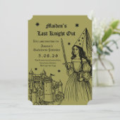 Medieval “Last Knight Out” Bachelorette Einladung (Stehend Vorderseite)