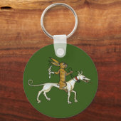 Medieval Rabbit Riding Dog and Holding Snail Schlüsselanhänger (Vorderseite)