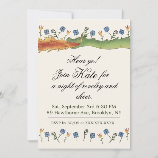 Medieval Ren Faire  dragon Invitation Einladung (Vorderseite)