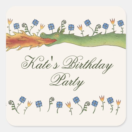 Medieval Ren Faire dragon Quadratischer Aufkleber (Vorderseite)