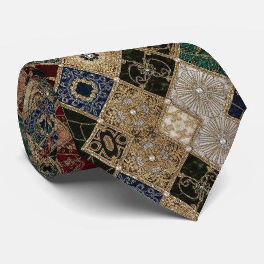 Medieval Tapestry Patchwork Krawatte (Gerollt)