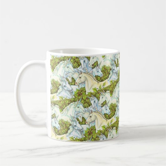 MEDIEVAL UNICORN HERDE, PFERDE, STALLION Fantasy Kaffeetasse (Links)
