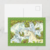 MEDIEVAL UNICORN HERDE, PFERDE, STALLION Fantasy Postkarte (Vorne/Hinten)