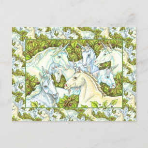 MEDIEVAL UNICORN HERDE, PFERDE, STALLION Fantasy Postkarte