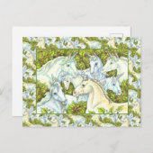 MEDIEVAL UNICORN HERDE, PFERDE, STALLION Fantasy Postkarte (Vorne/Hinten)
