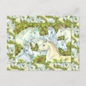 MEDIEVAL UNICORN HERDE, PFERDE, STALLION Fantasy Postkarte (Vorderseite)