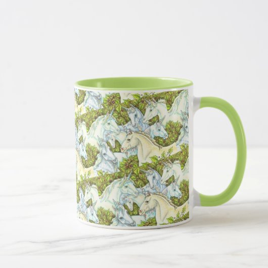 MEDIEVAL UNICORN HERDE, PFERDE, STALLION Fantasy Tasse (Rechts)