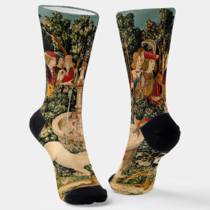 Medieval Unicorn-Teppiche Druck: Met Cloisters Socken