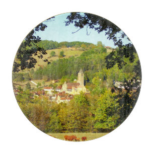 Medieval Village Plazac Glass Chopping Board Schneidebrett