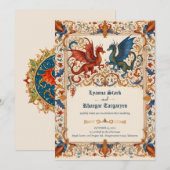 Medieval Wedding Invitation, Ancient Manuscript Einladung (Vorne/Hinten)