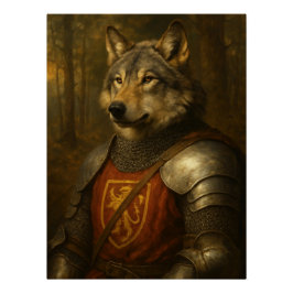 Medieval Wolf Warrior Fantasy Knight Portrait Poster