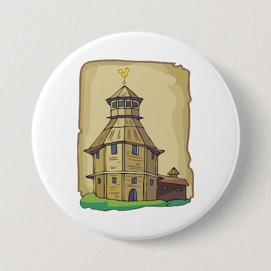 Medieval Wooden Watchtower and Fortress Button (Vorderseite)