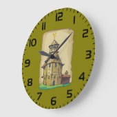 Medieval Wooden Watchtower and Fortress Große Wanduhr (Winkel)