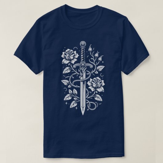 Medievalcore-Schwert mit Rose T-Shirt (Design vorne)