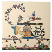 MEDIEVALER BESTIARER Hund, Killerkaninchen, Drache Fliese (Vorderseite)