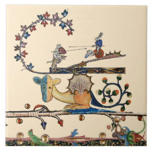 MEDIEVALER BESTIARER Hund, Killerkaninchen, Drache Fliese