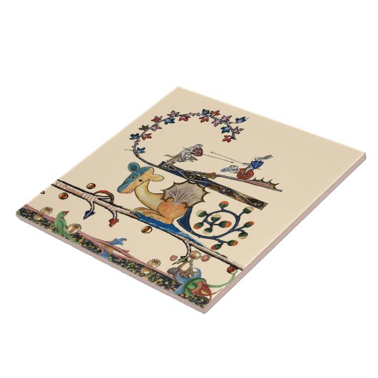 MEDIEVALER BESTIARER Hund, Killerkaninchen, Drache Fliese (Seite)