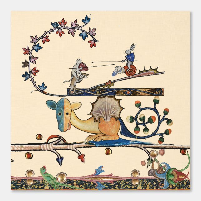 MEDIEVALER BESTIARER Hund, Killerkaninchen, Drache Tapete (Vorderseite)