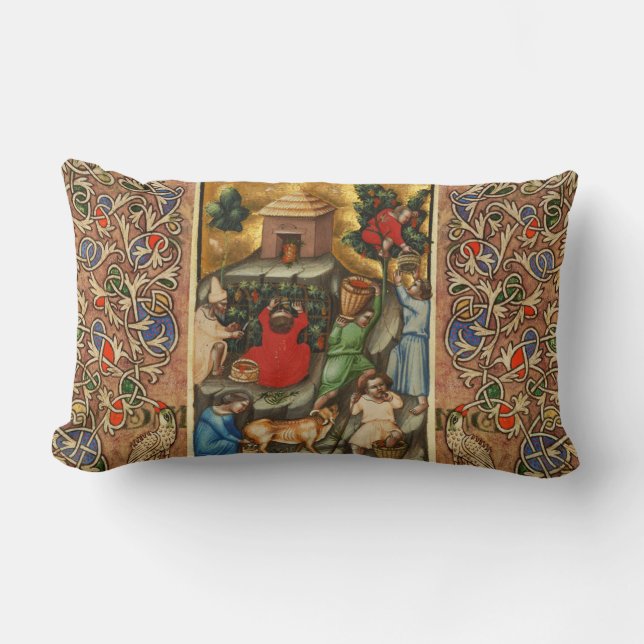 MEDIEVALISIERTE WEINHALBUNG HARVEST Antique Grapev Lendenkissen (Vorderseite)